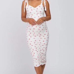 Pinkblush White and Pink Floral Midi Dress